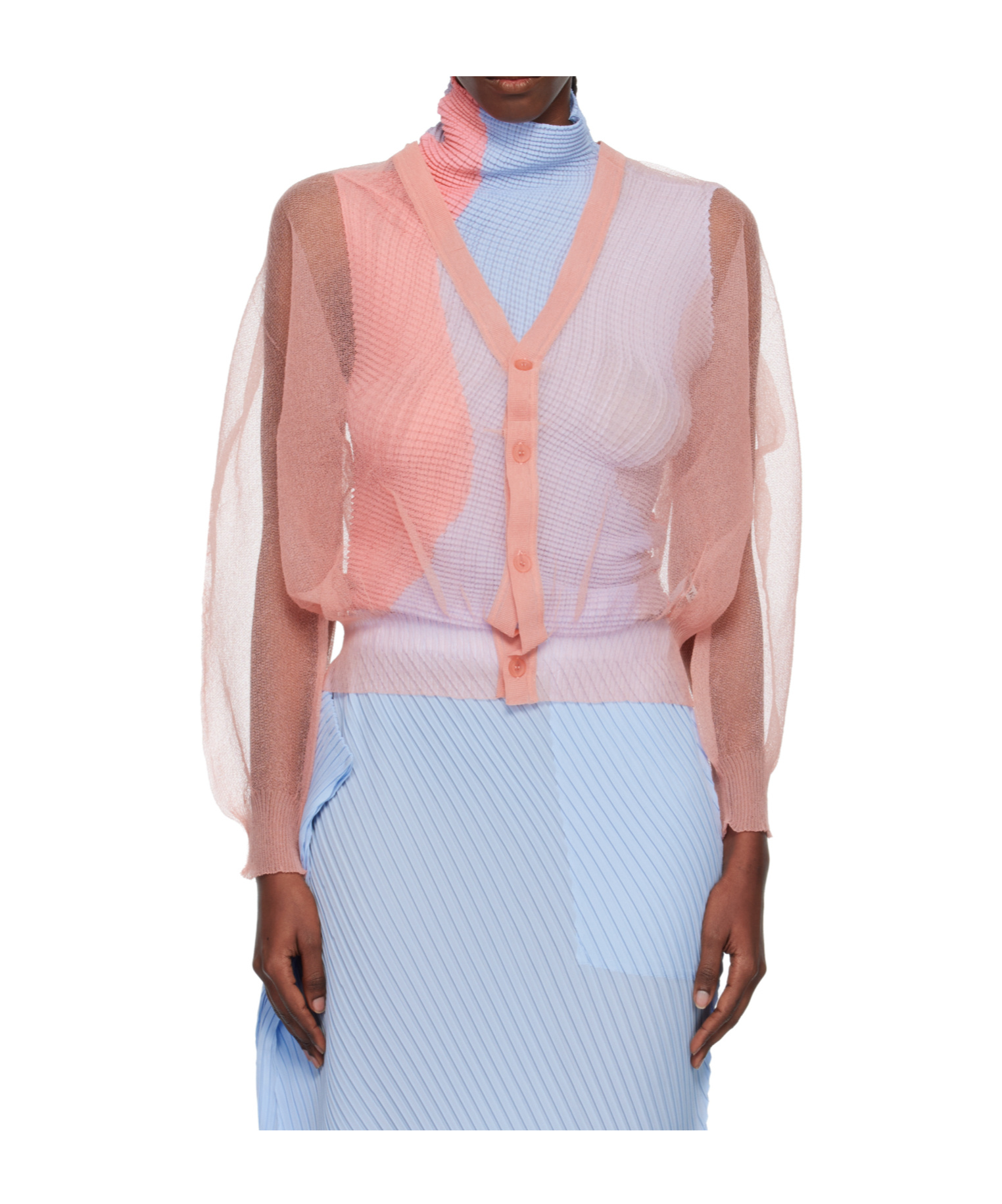 Issey Miyake Lightweight Knitted Nylon Cardigan In Orange