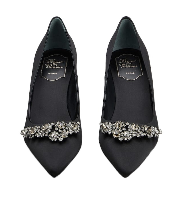 Roger Vivier Efflorescence Silk Satin Heels In Black