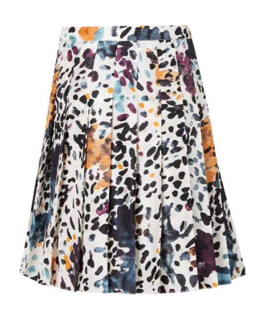 Fendi Pleated-print Skirt In White