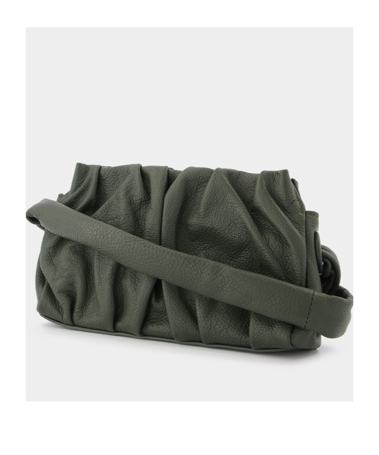 ELLEME PARIS GATHERED-DETAIL LEATHER SHOULDER BAG