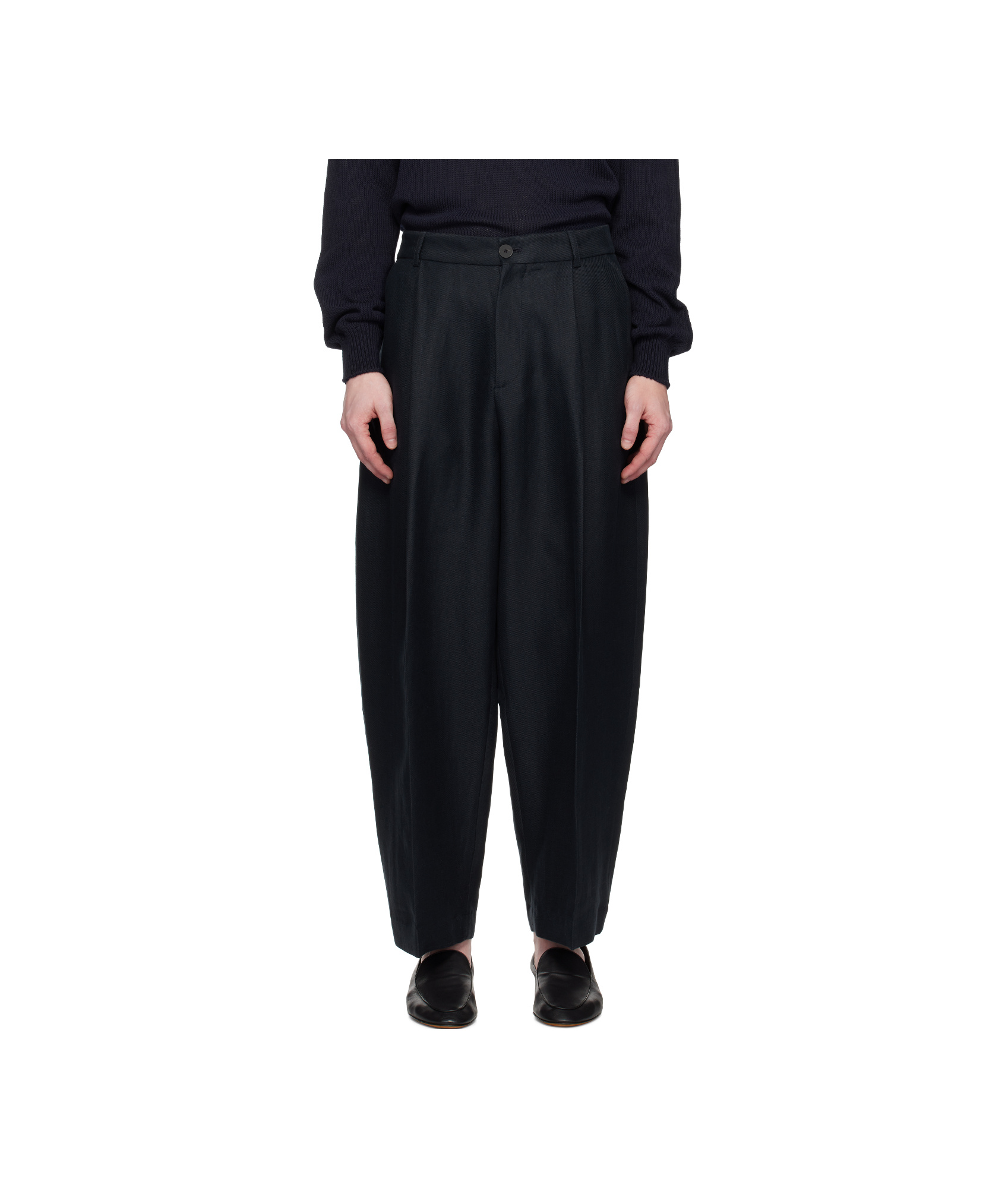 Studio Nicholson Navy Ellis Trousers In Black