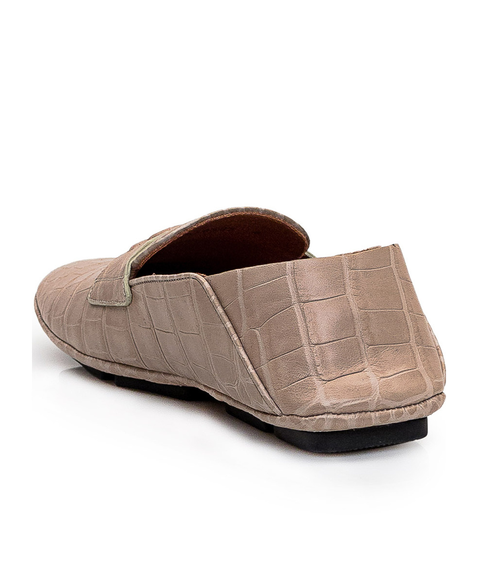 Dolce & Gabbana Leather Driver In Beige