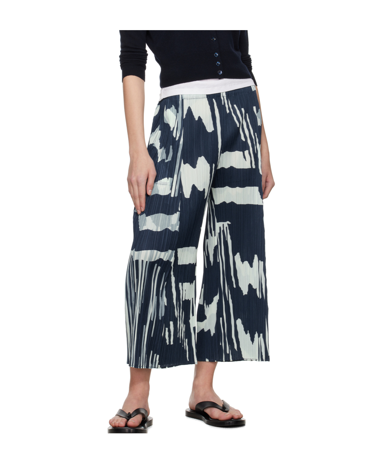 Issey Miyake Elastic Waist Casual Pants In Blue