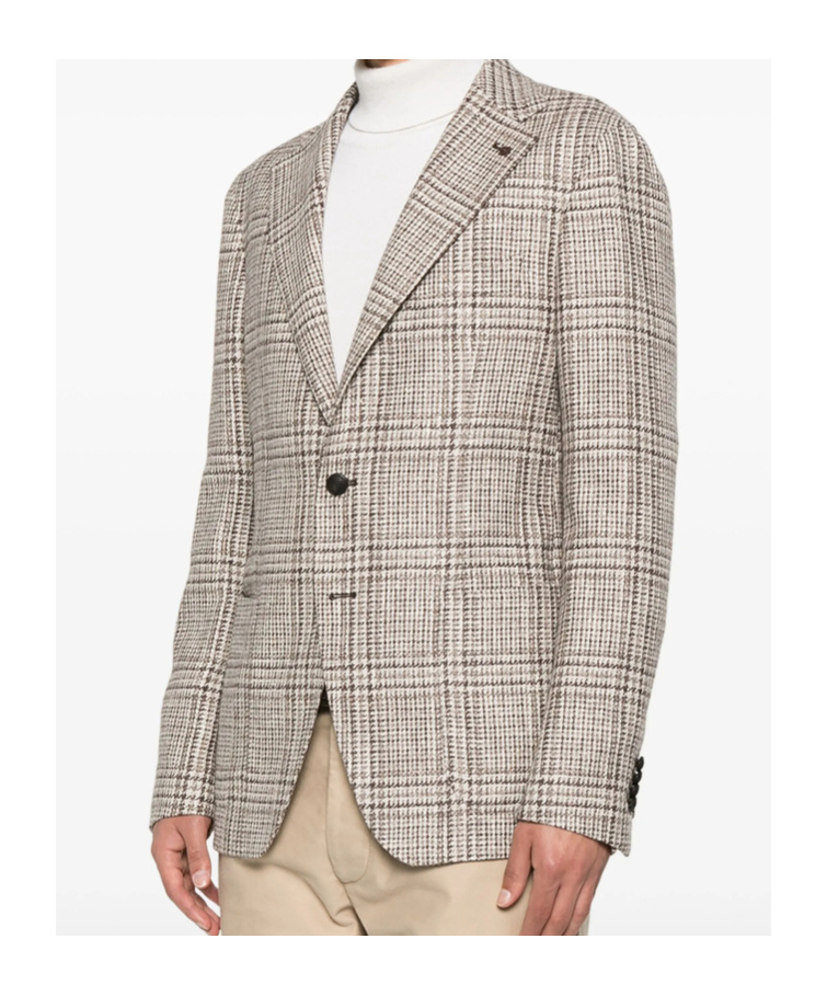 Tagliatore Embroidered Lapel Wool Blend Jacket