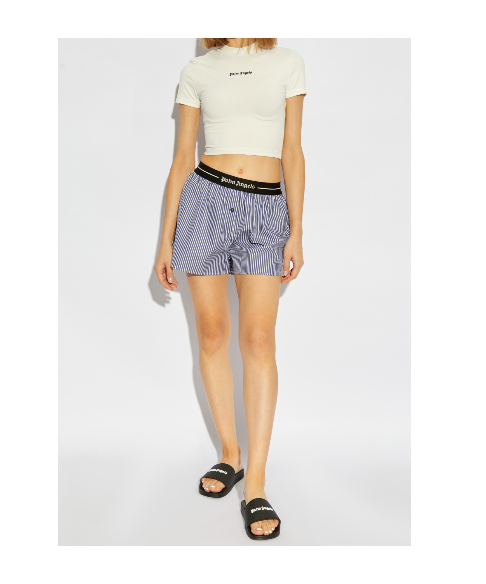 Palm Angels Elastic Waist Shorts In Multicolor