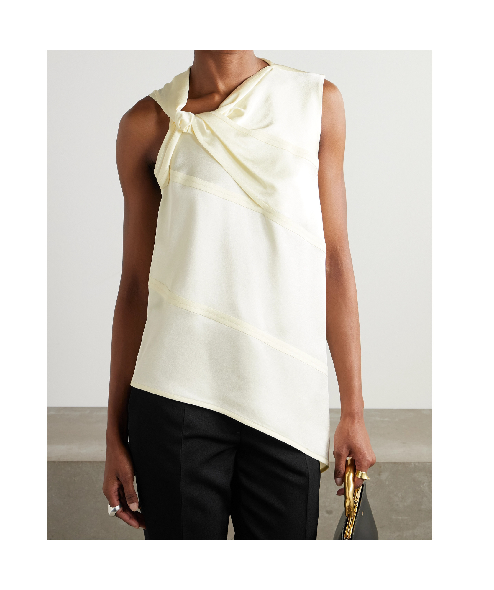Shop Jil Sander Asymmetrical Knot Top In White