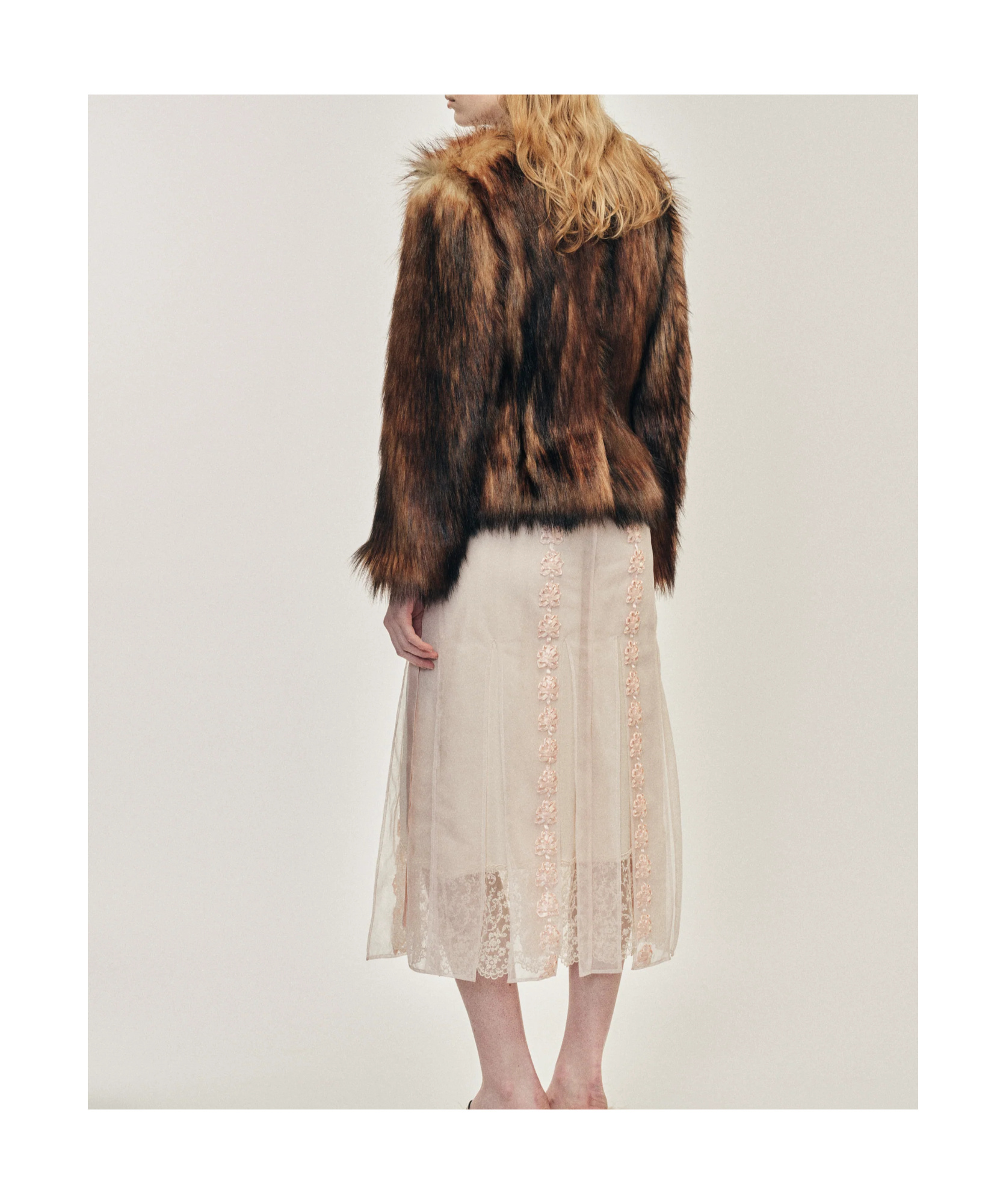 Simone Rocha Sculpted Faux Fur Fray Jacket In Brown