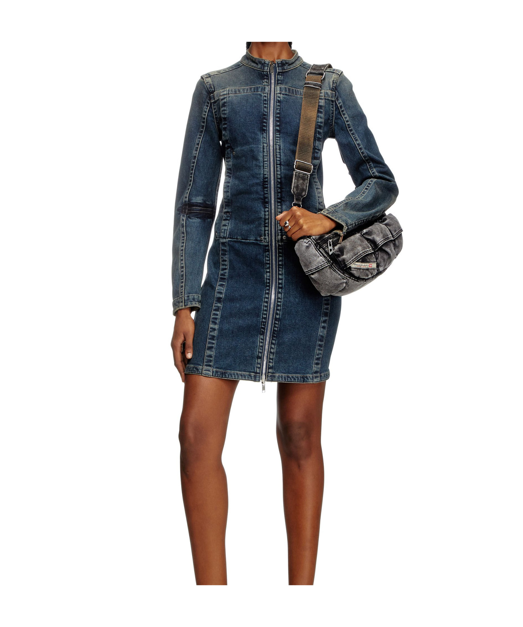 Diesel Short Dress In Rehab Denim In Blue