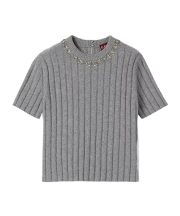Gucci Soft Cashmere And Wool Ribbed Top In Gray