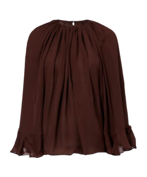 Johanna Ortiz Silk Georgette Blouse In Brown