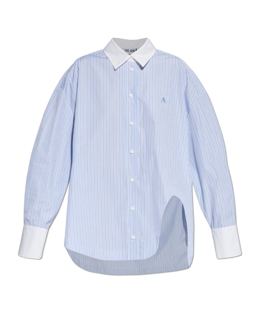 Attico Striped Embroidered Shirt In Blue
