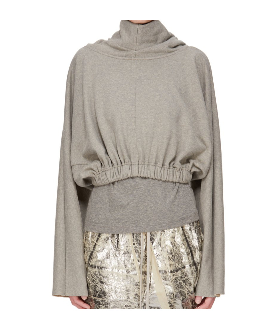Rick Owens Drkshdw Drawstring Hoodie In Gray