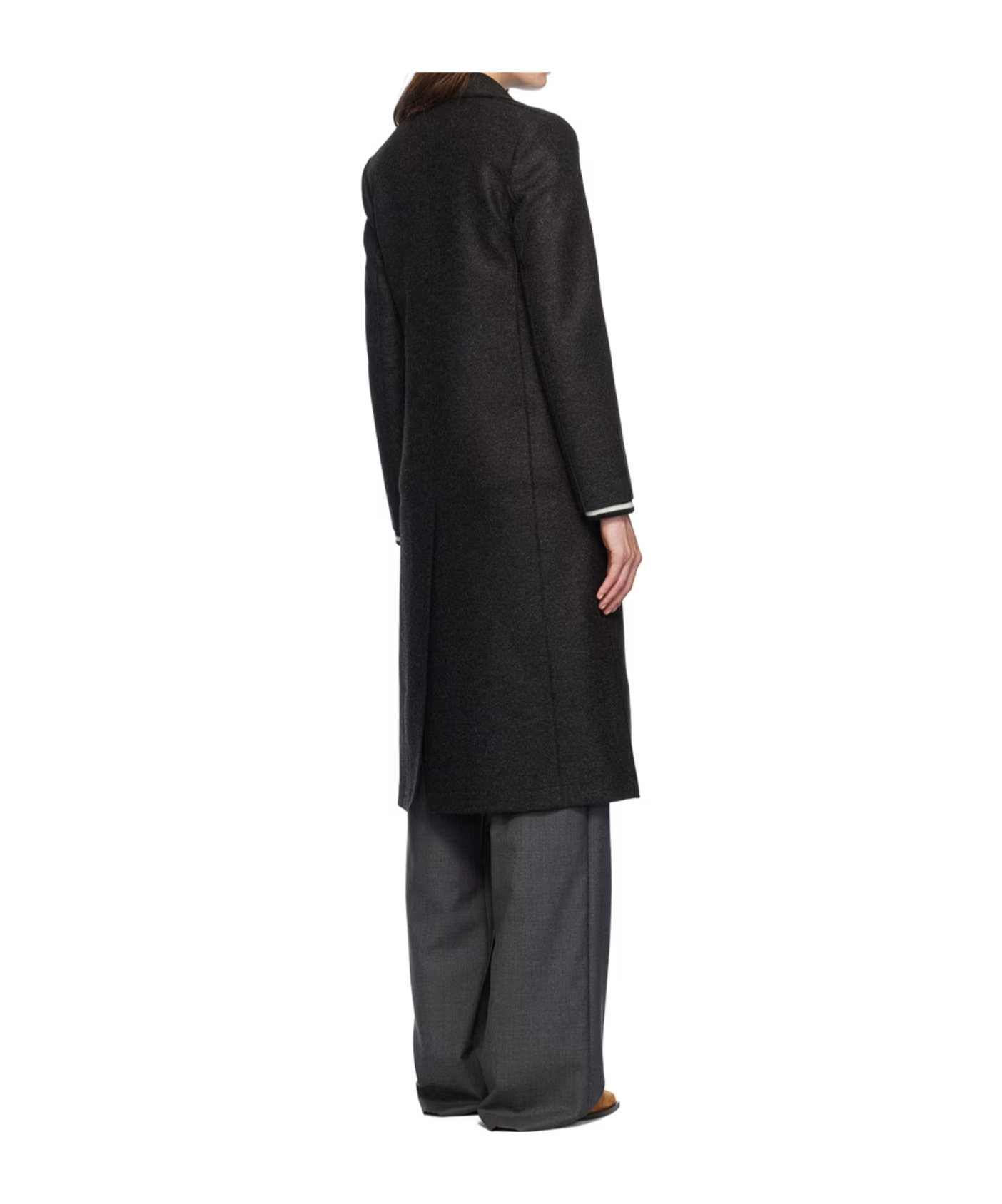 Harris Wharf London Long Coat With Flat Collar In Black