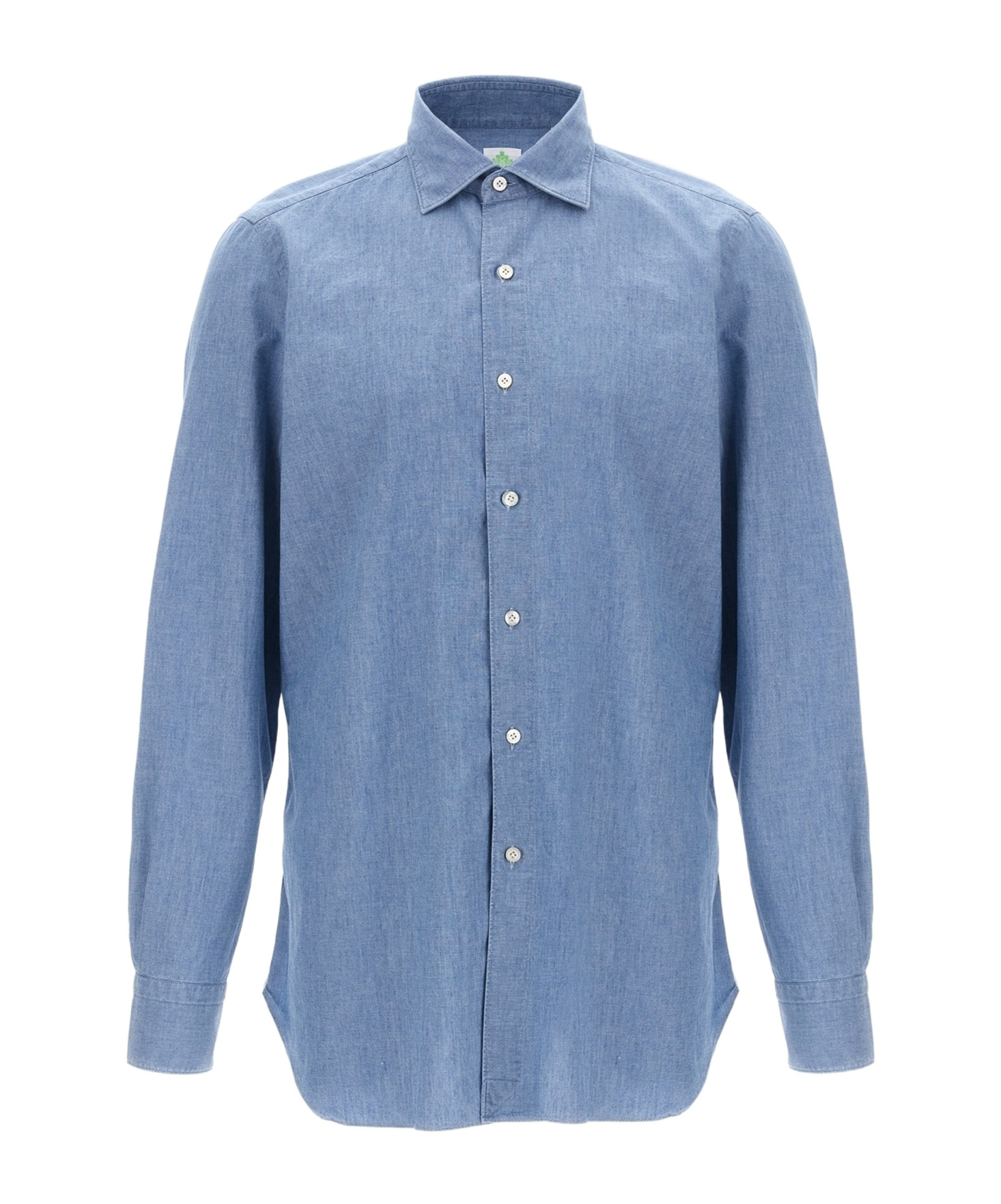 Shop Finamore 1925 Napoli Long-sleeved Denim Shirt In Blue