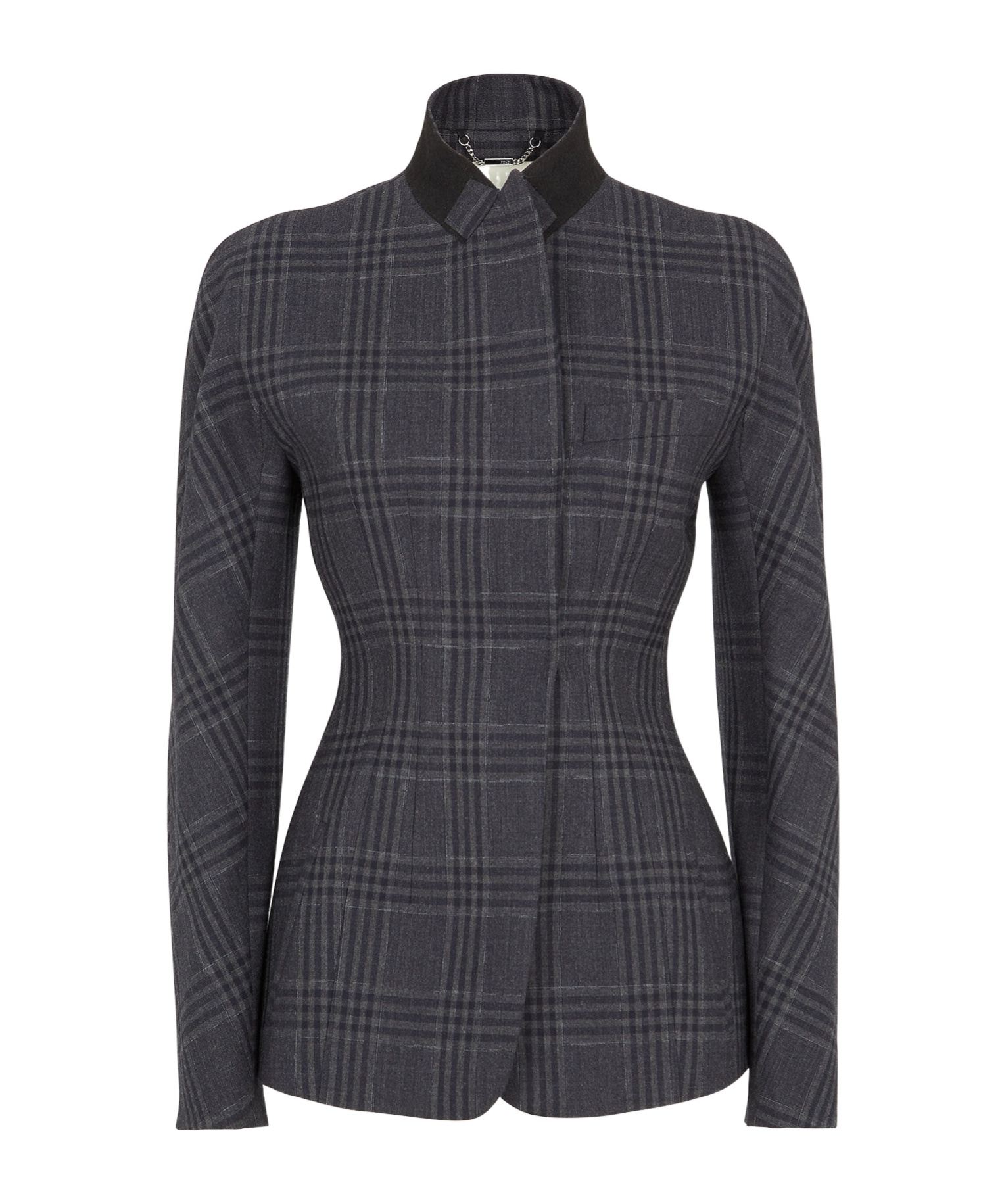 Fendi Checked Wool Suit Coat In Black