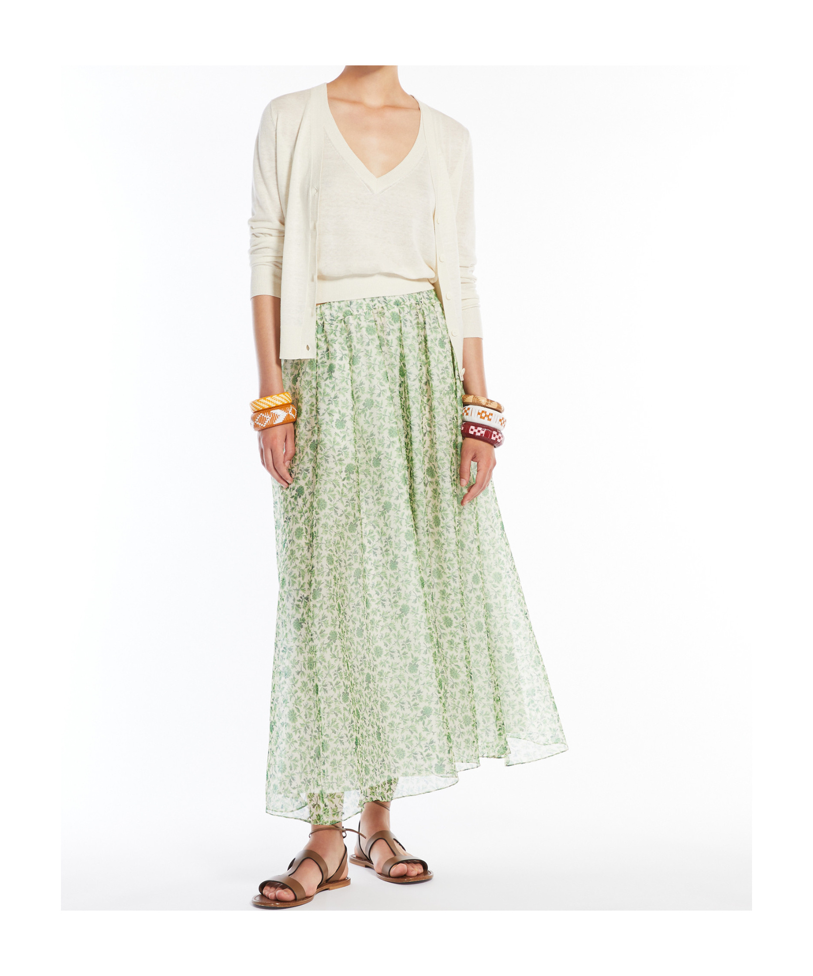 Weekend Max Mara Long-sleeved Cardigan And V-neck Tank Top Two-piece In White