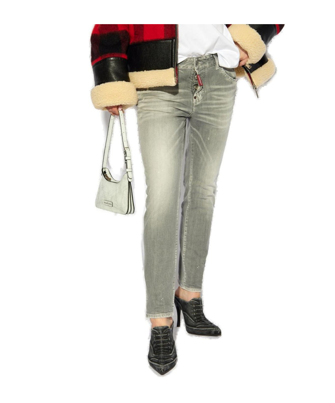 Dsquared2 Logo Patch Jeans In Gray