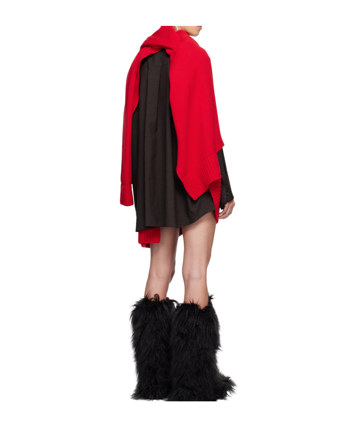 Sacai Knitted Wool Mini Dress In Red