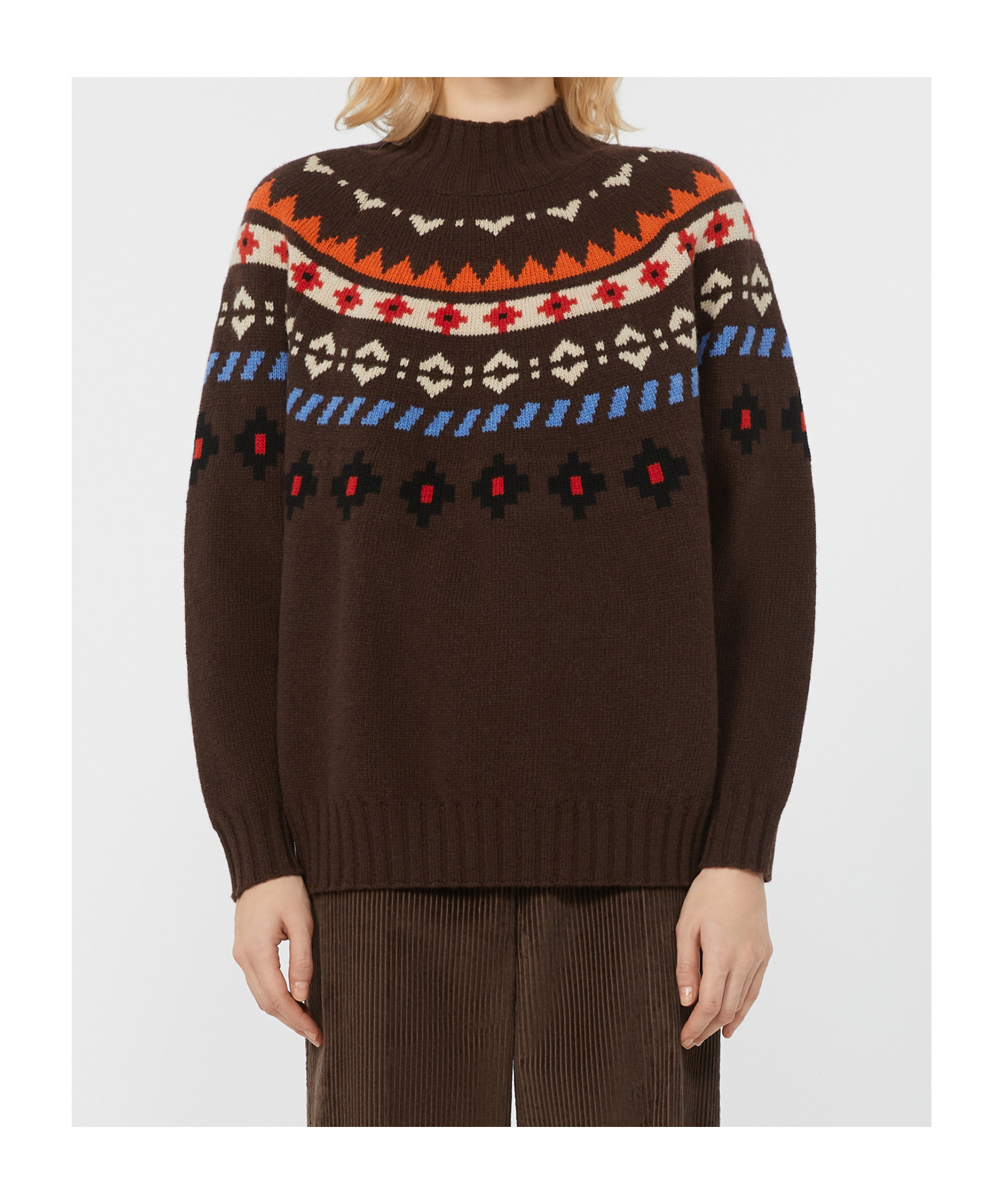 Weekend Max Mara Wool Jacquard Jumper In Brown