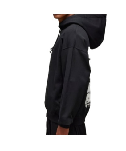 Y-3 Black Cotton And Recycled Polyester Hoodie With White Raglan Stripes In Black