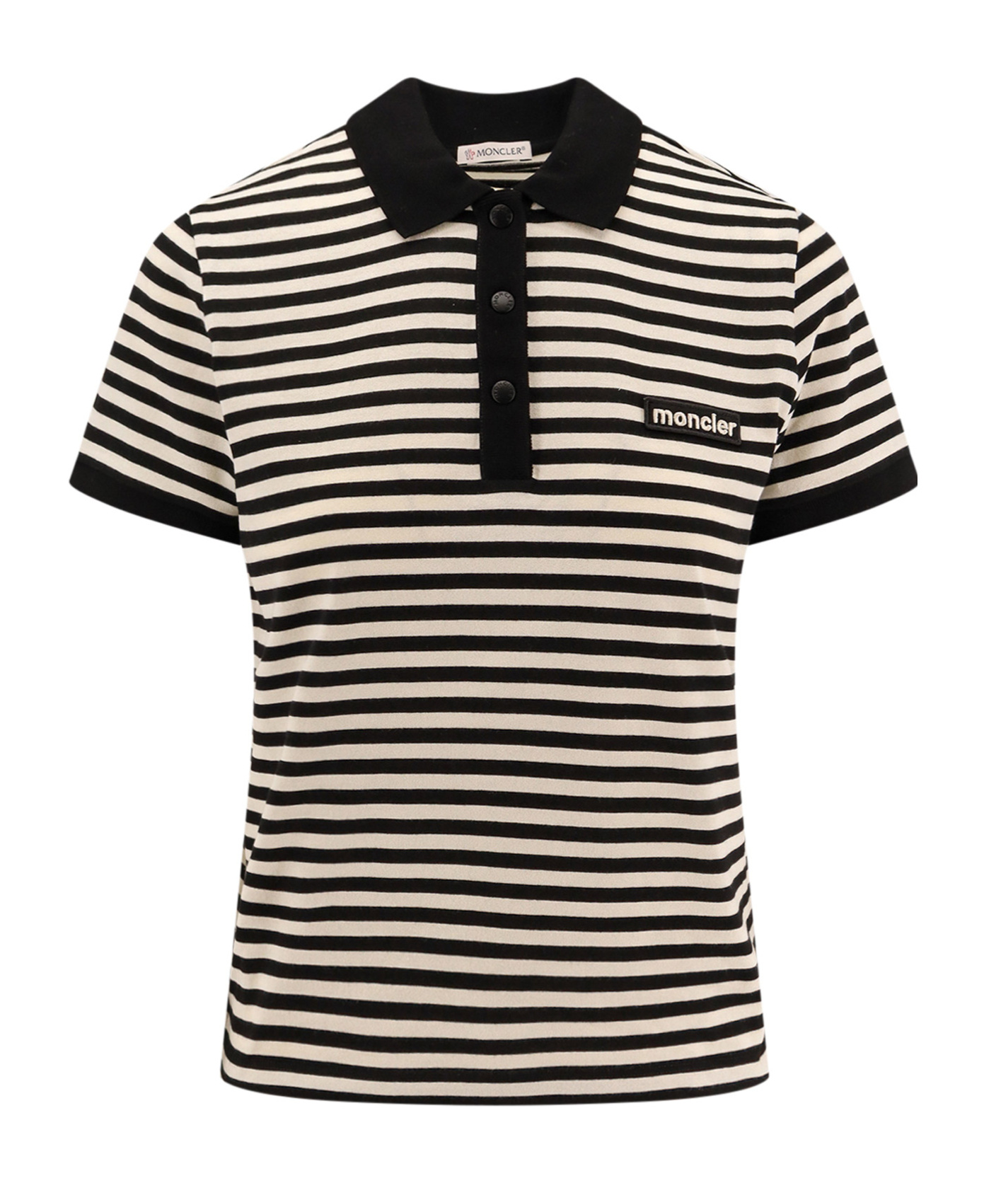 Moncler Striped Polo Shirt In Black
