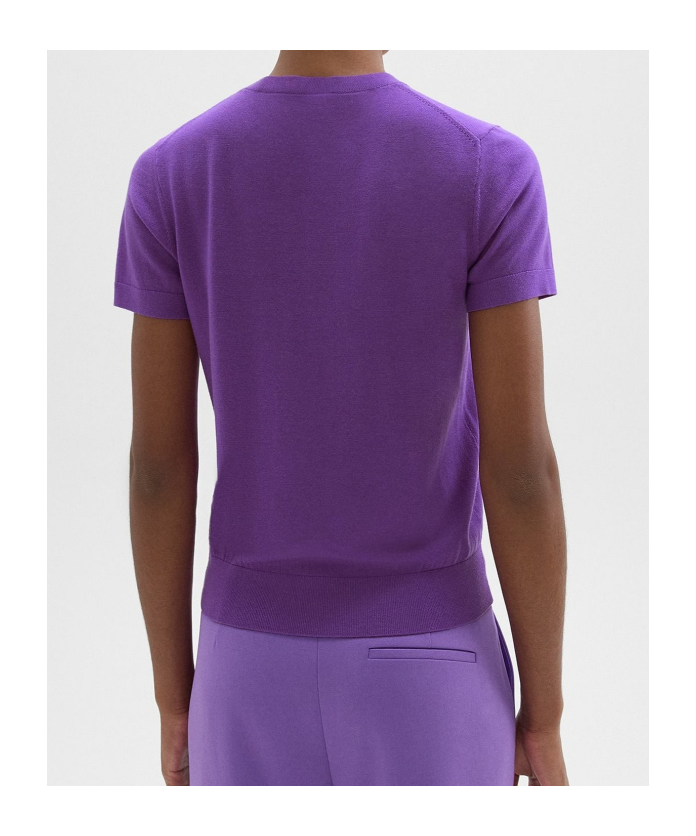 Theory Short-sleeve Sweater In Regal Wool In Purple