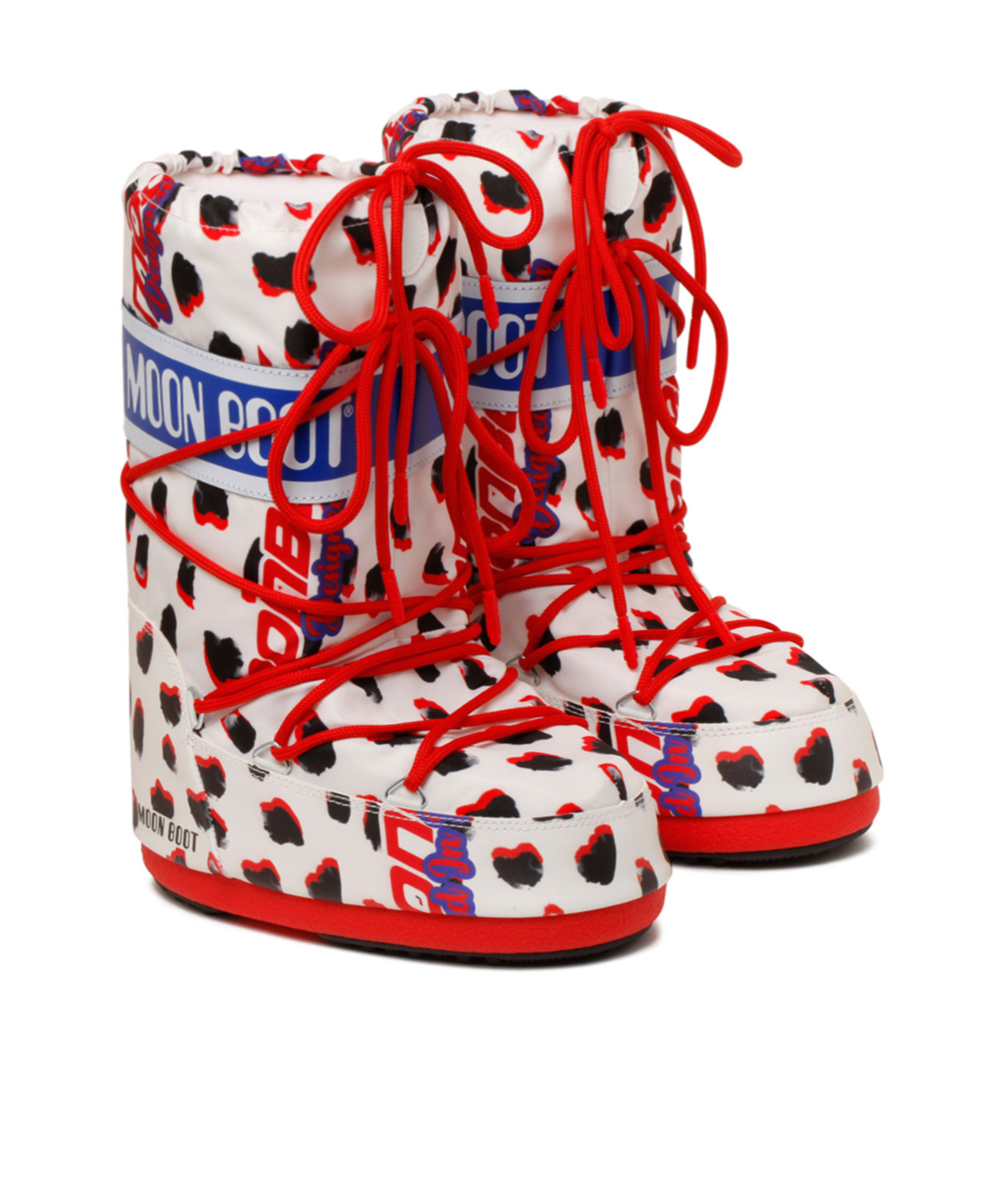 Moon Boot Icon Retrobiker Dalmatian Boots In White