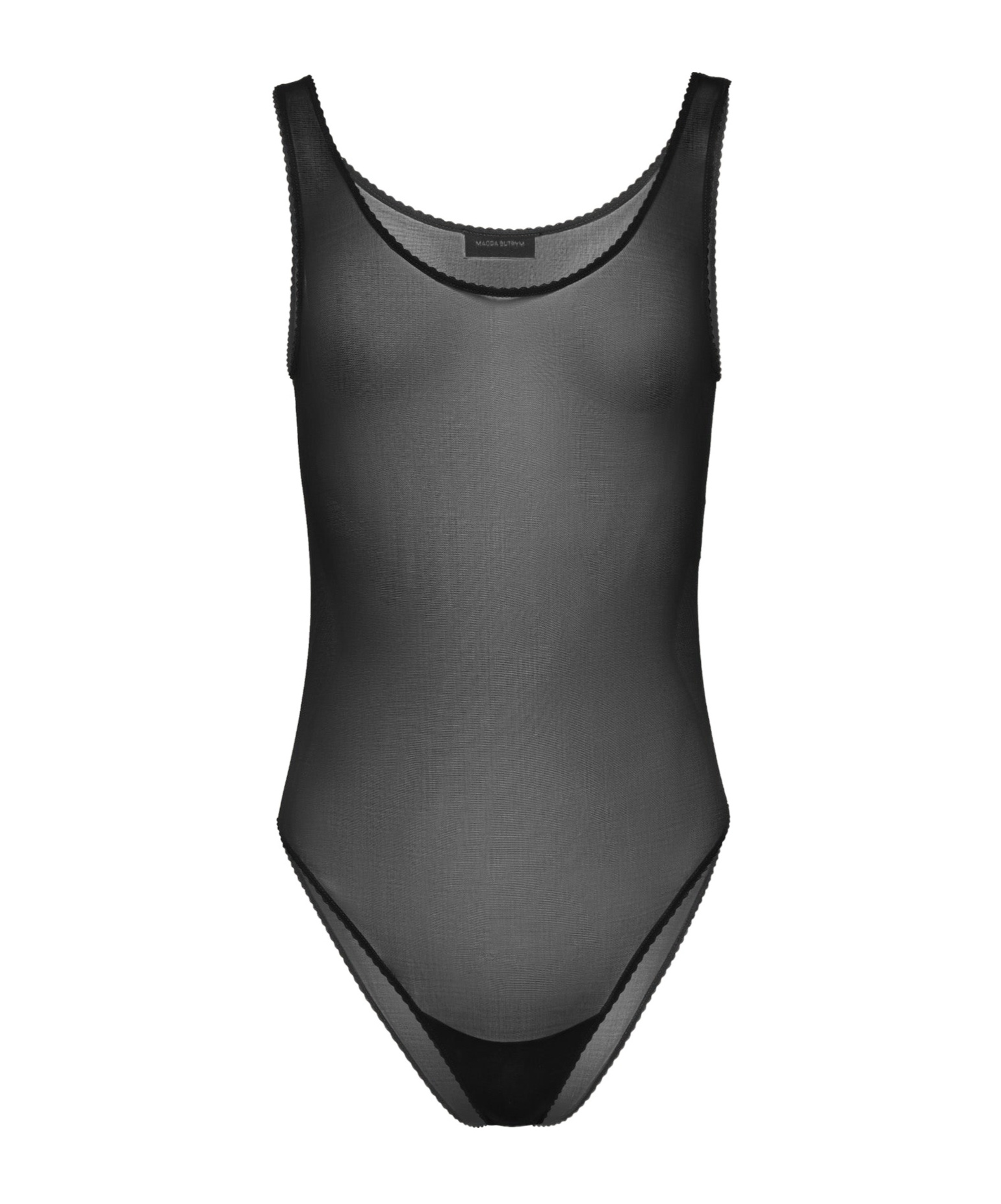 Magda Butrym Mesh Scalloped Bodysuit In Black