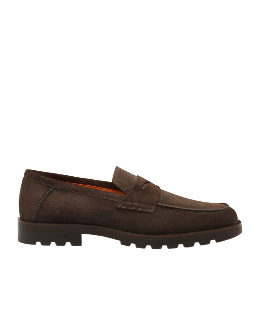 Santoni Men's Rock Suede Lug Sole Penny Loafers