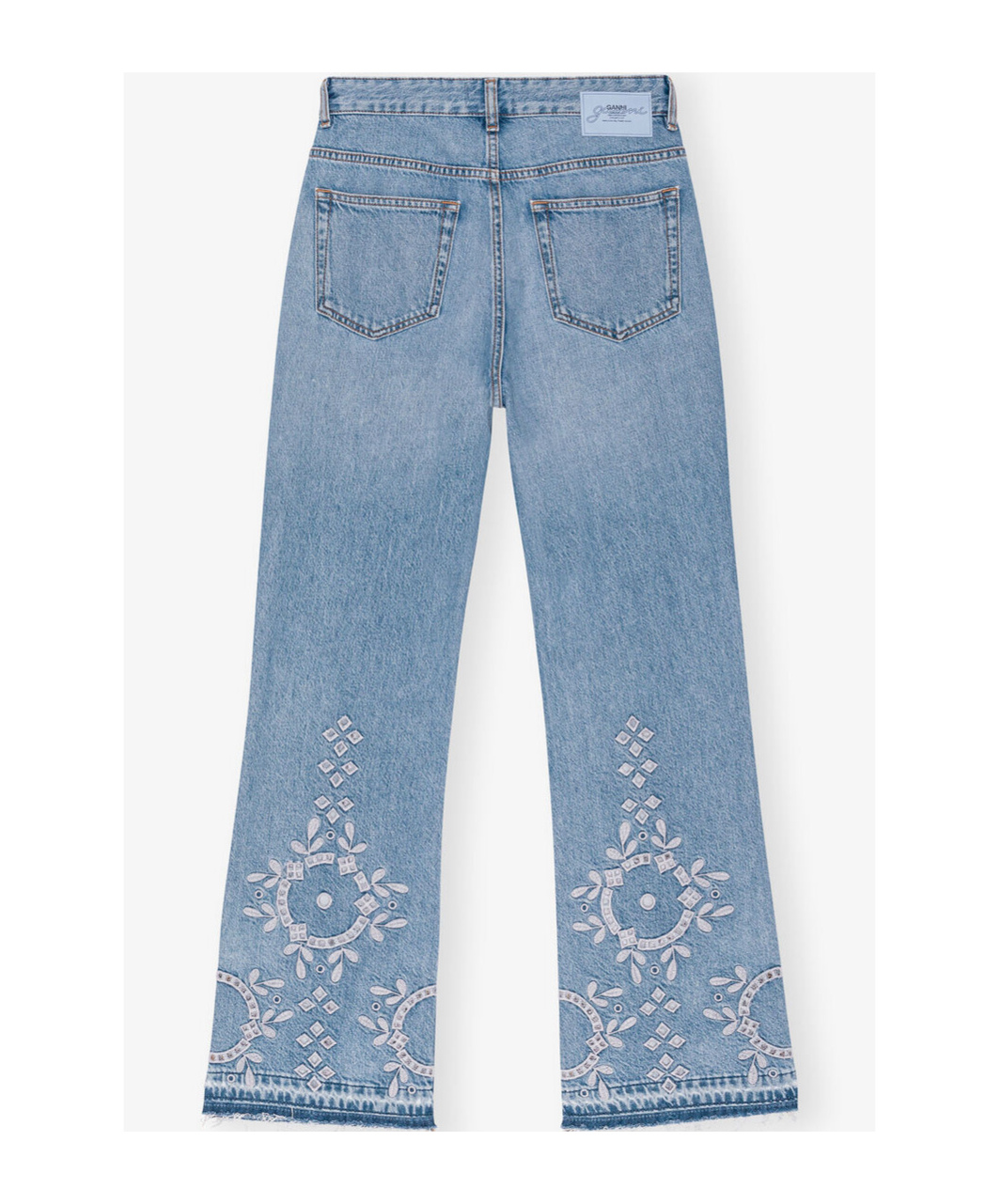 Ganni Jeans Mit Lochstickerei In Blue