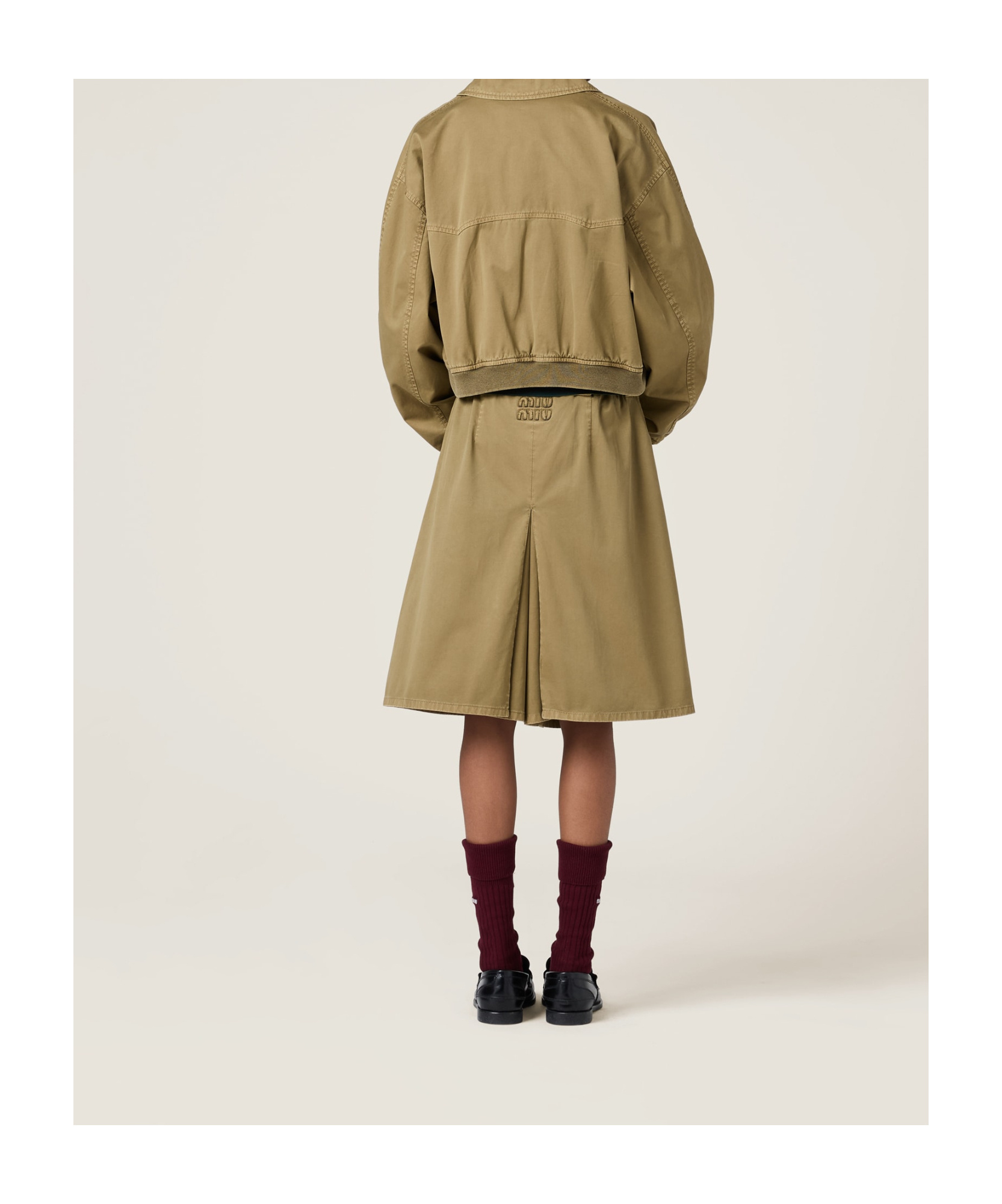 Miu Miu Logo Embroidered Mini Skirt In Green