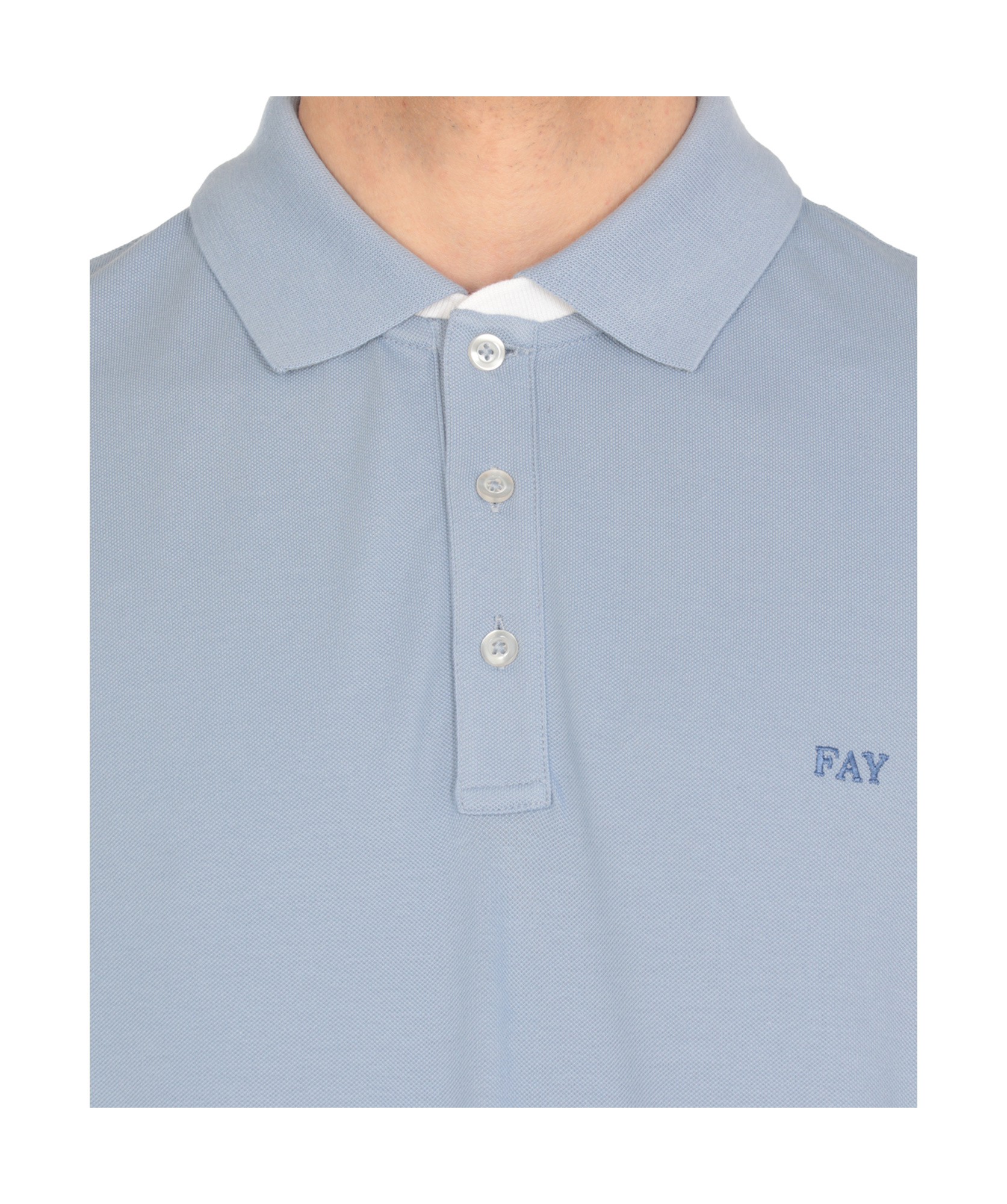 Fay Logo-embroidered Polo Shirt In Blue