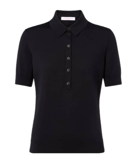 Carolina Herrera Silk And Cotton-blend Polo Shirt In Black