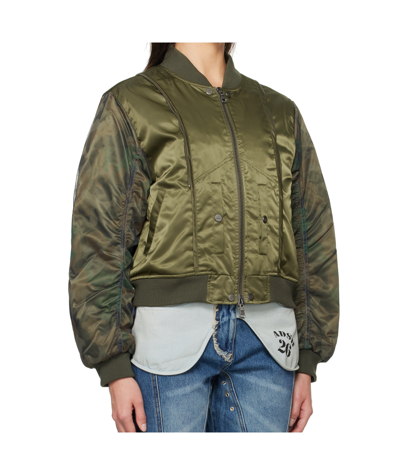 Andersson Bell Mesh-sleeve Bomber Jacket In Green