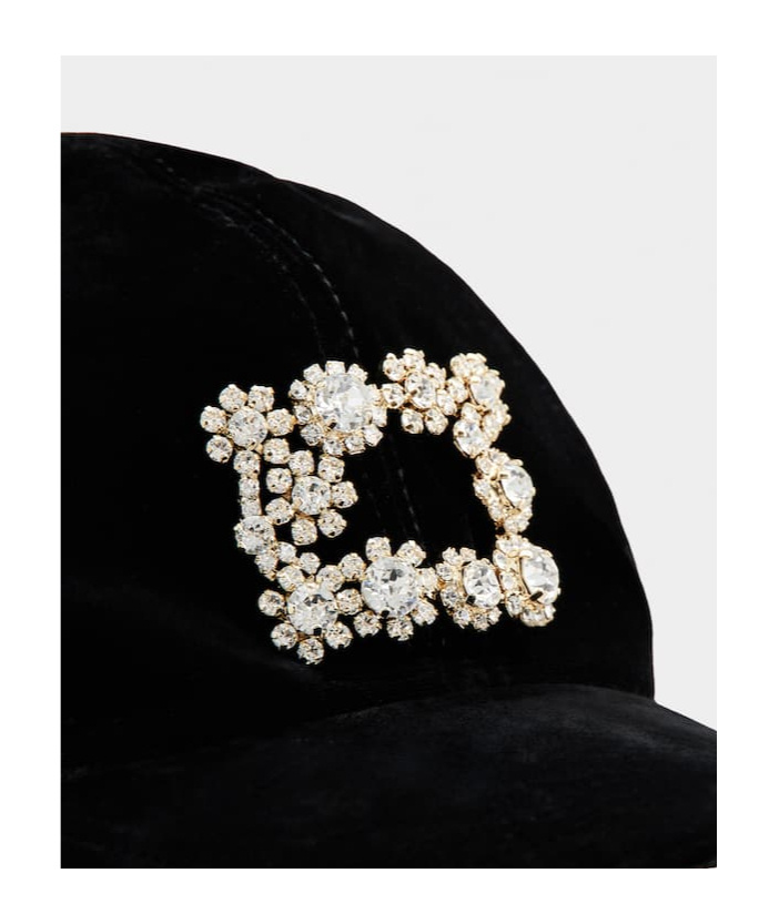 Roger Vivier Efflorensity Button-button Baseball Cap In Black
