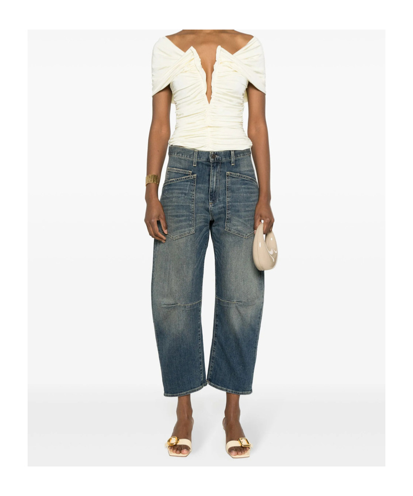 Nili Lotan Shon High-rise Tapered Jeans In Blue
