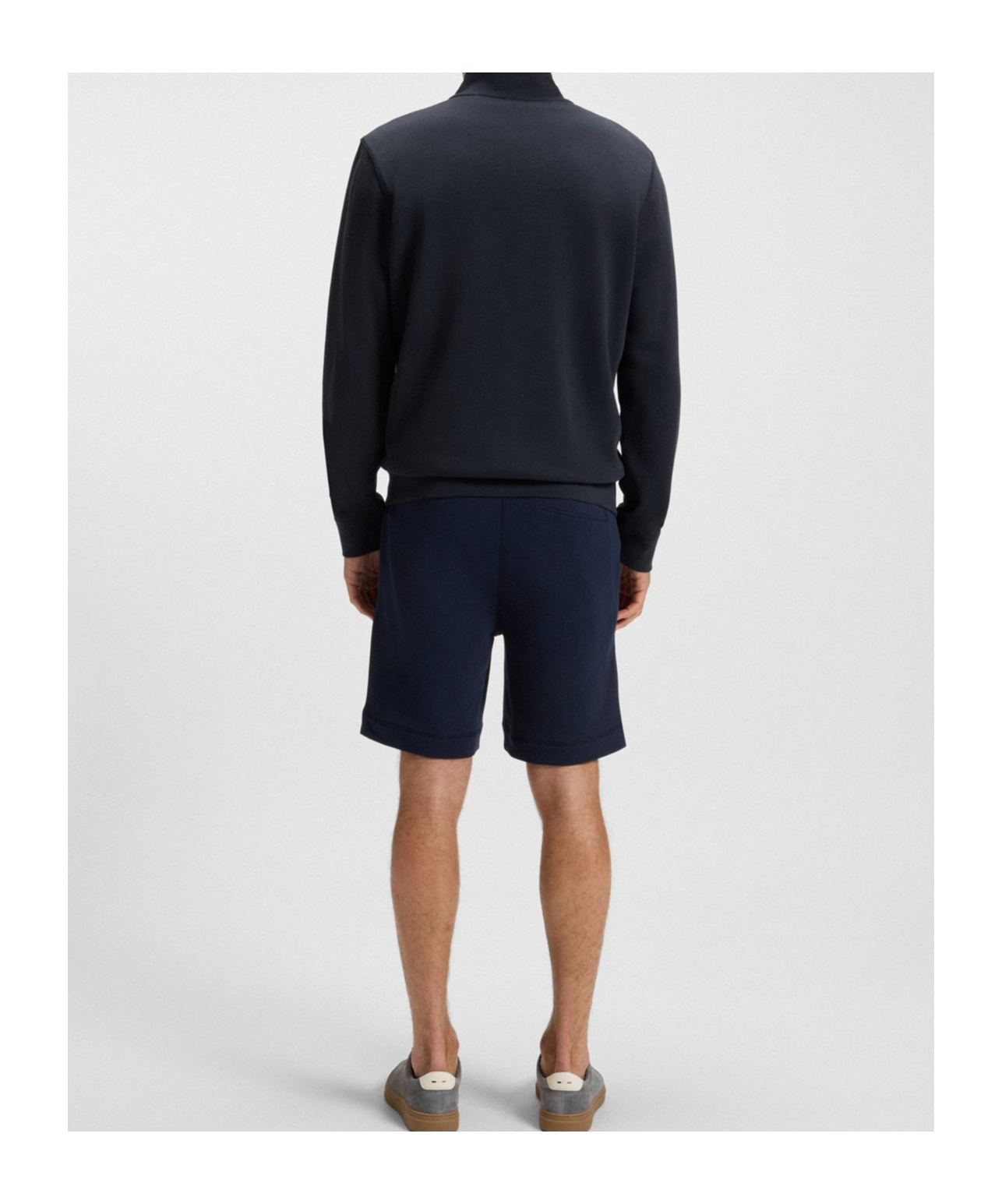 Hugo Boss Zip-up Jacket In Cotton Terry With Logo Badge In Blue