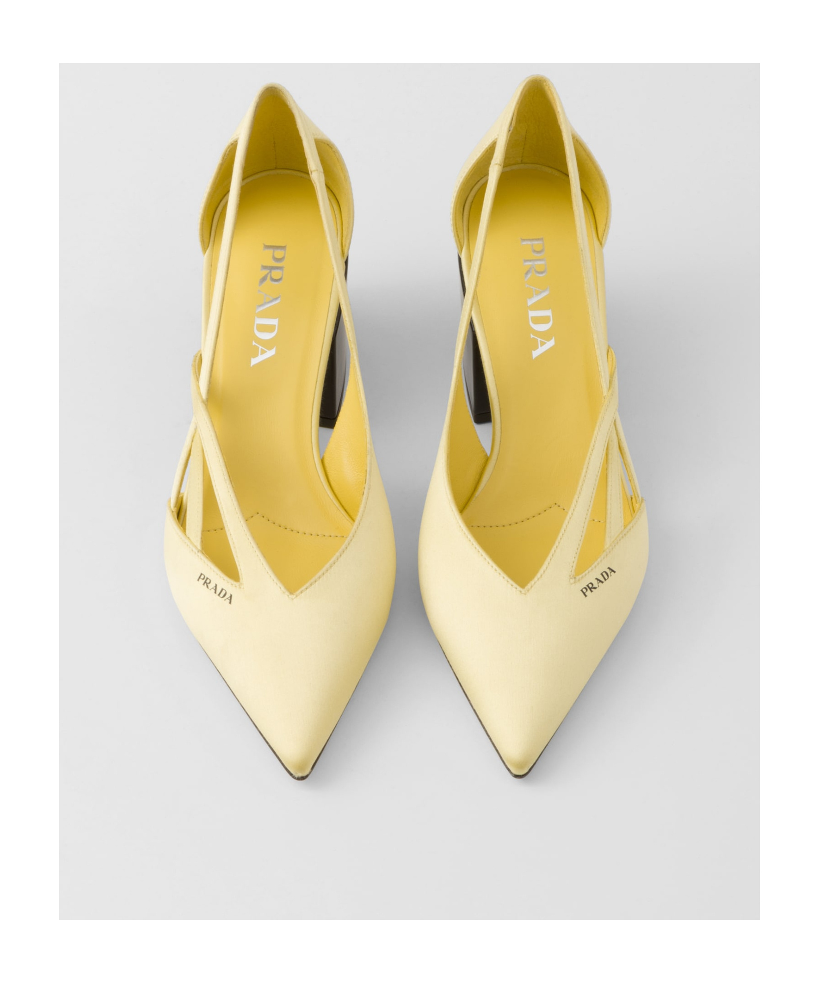 Prada 55 Satin Cut-out Pumps In Yellow