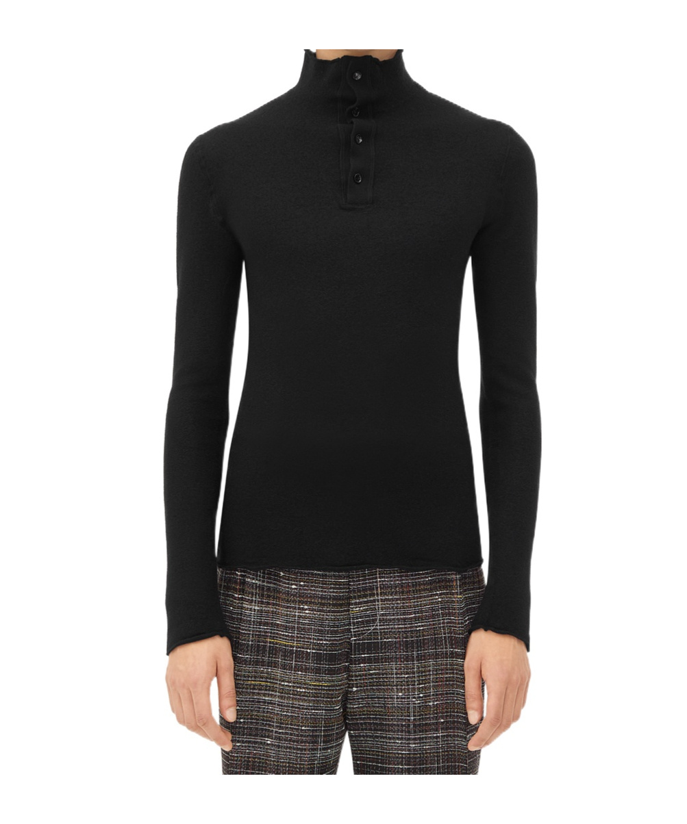 Bottega Veneta Men Distorted High Neck Wool Sweater In Black