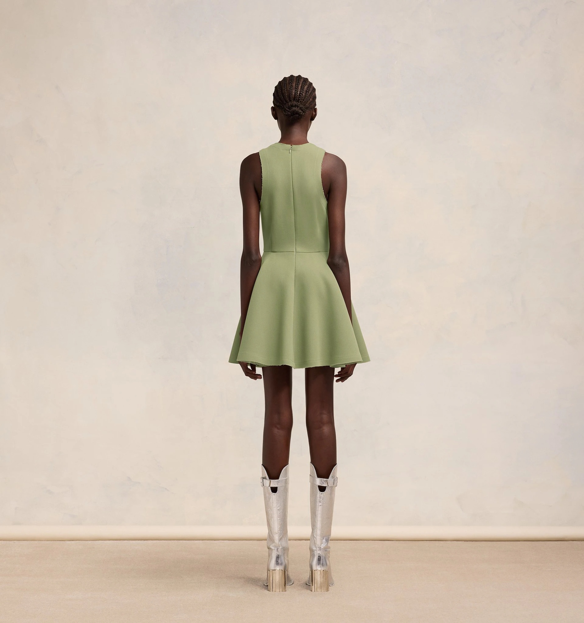 Ami Alexandre Mattiussi Virgin-wool Skater Minidress In Nude