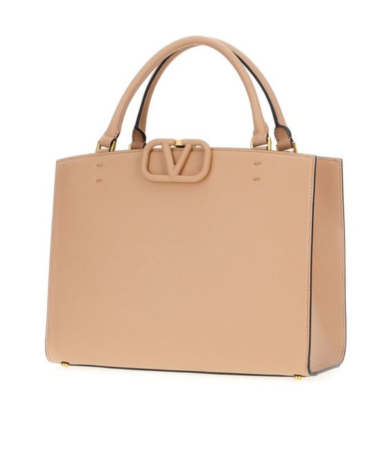 Valentino Vlogo-plaque Tote Bag In Nude