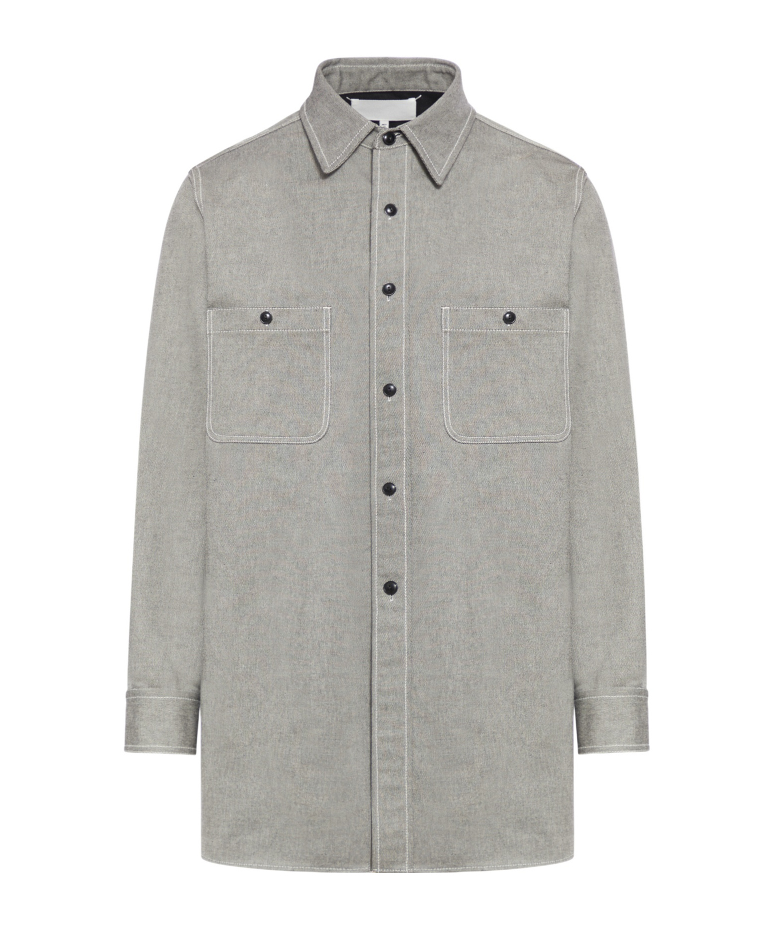 Maison Margiela Four-stitched Long-sleeved Shirt In Gray