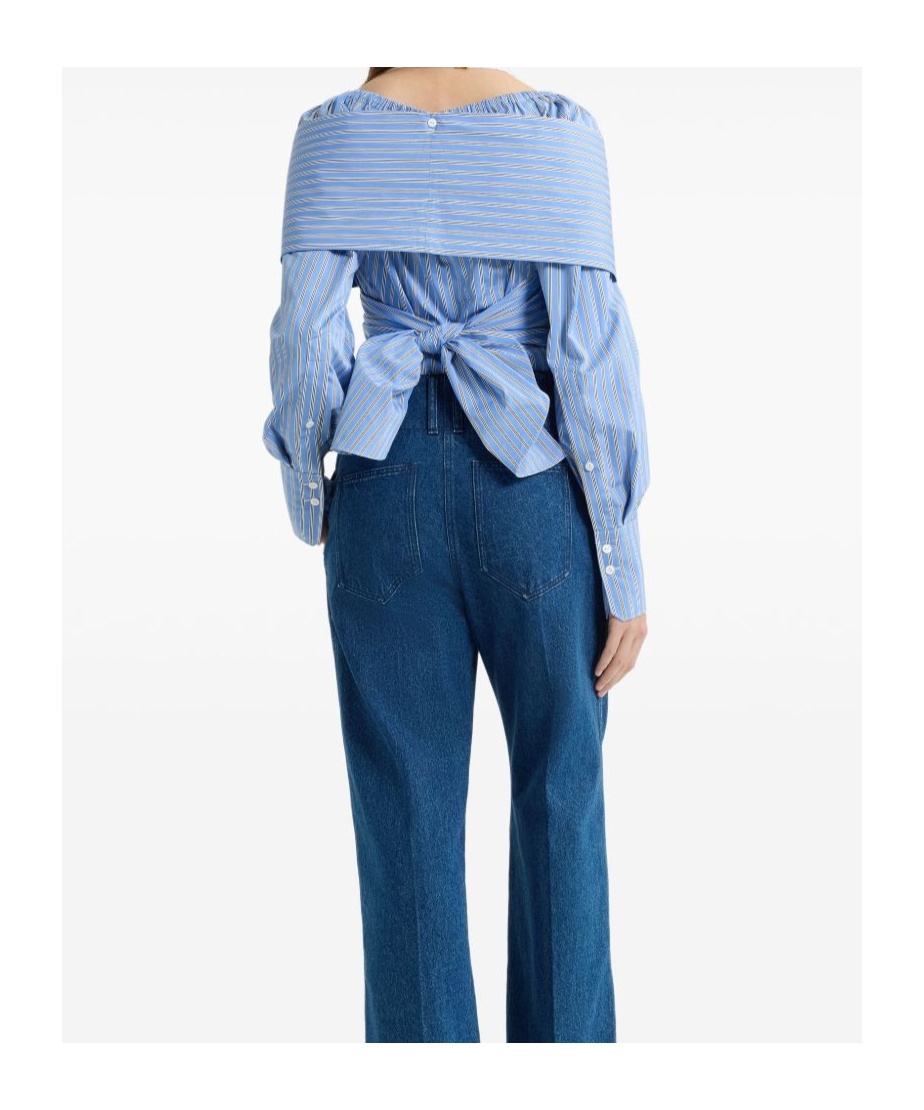 Shop Patou Poplin Wrap Blouse In Blue