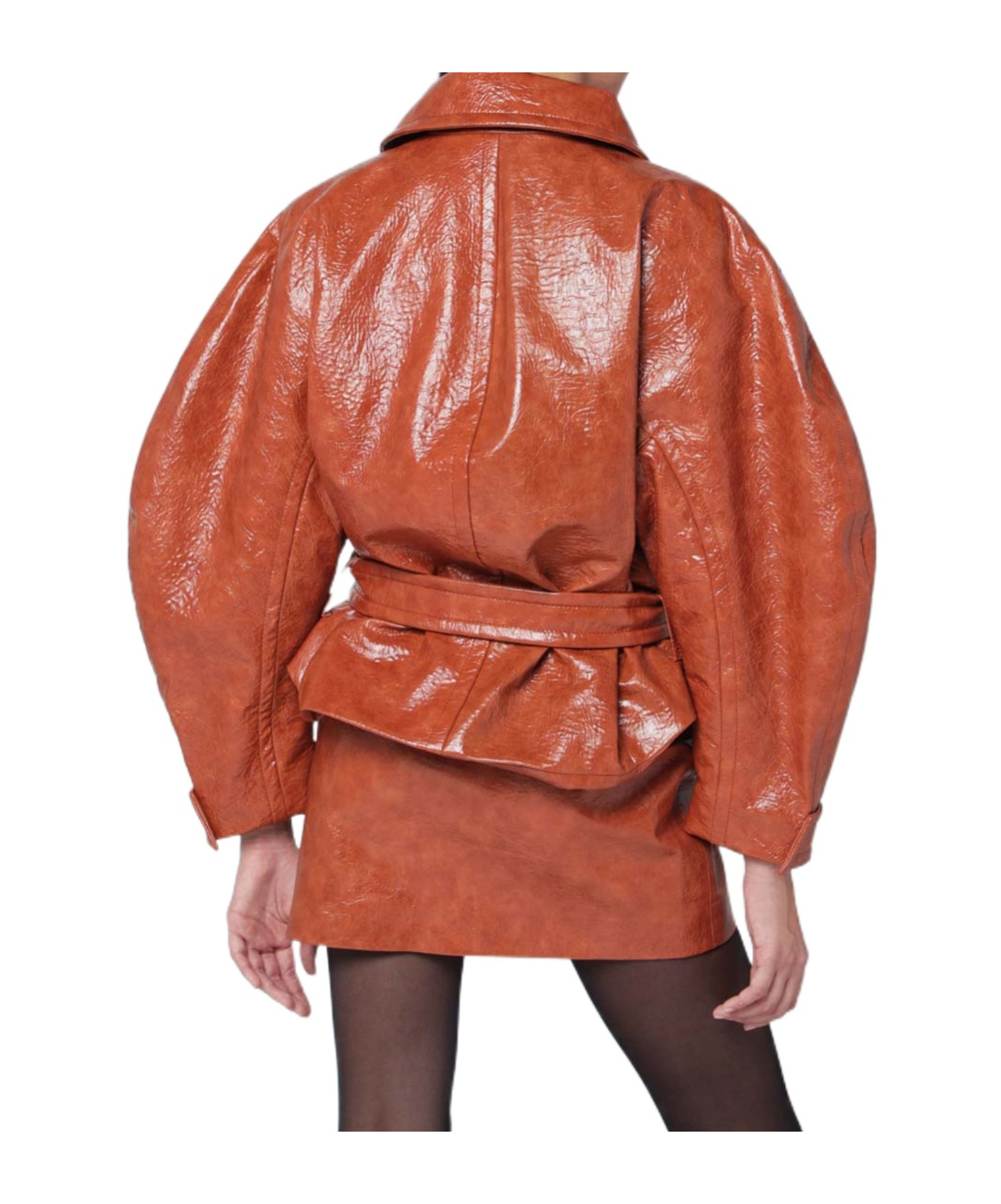 The Andamane Tan Leather-effect Belted Jacket In Brown