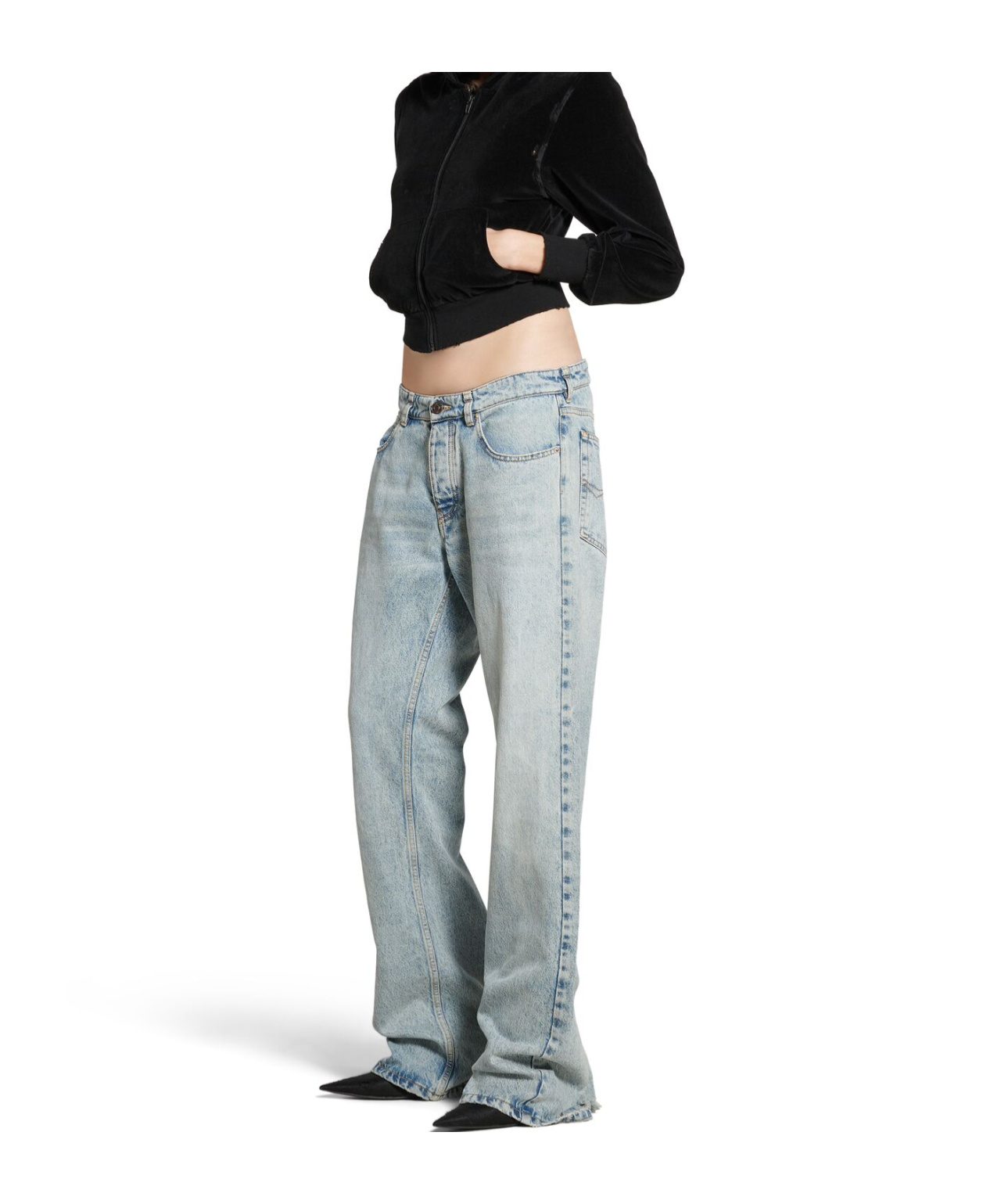 Balenciaga Low-waist Straight Jeans In Gray