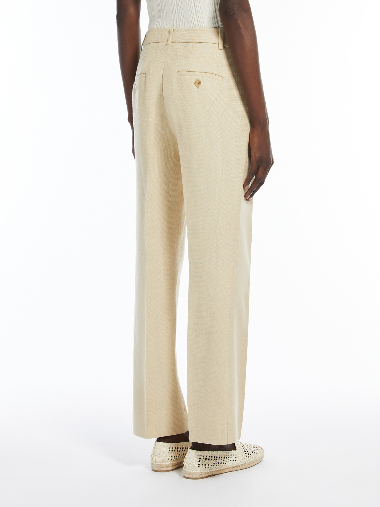 Weekend Max Mara Cotton And Linen Twill Pants In Nude
