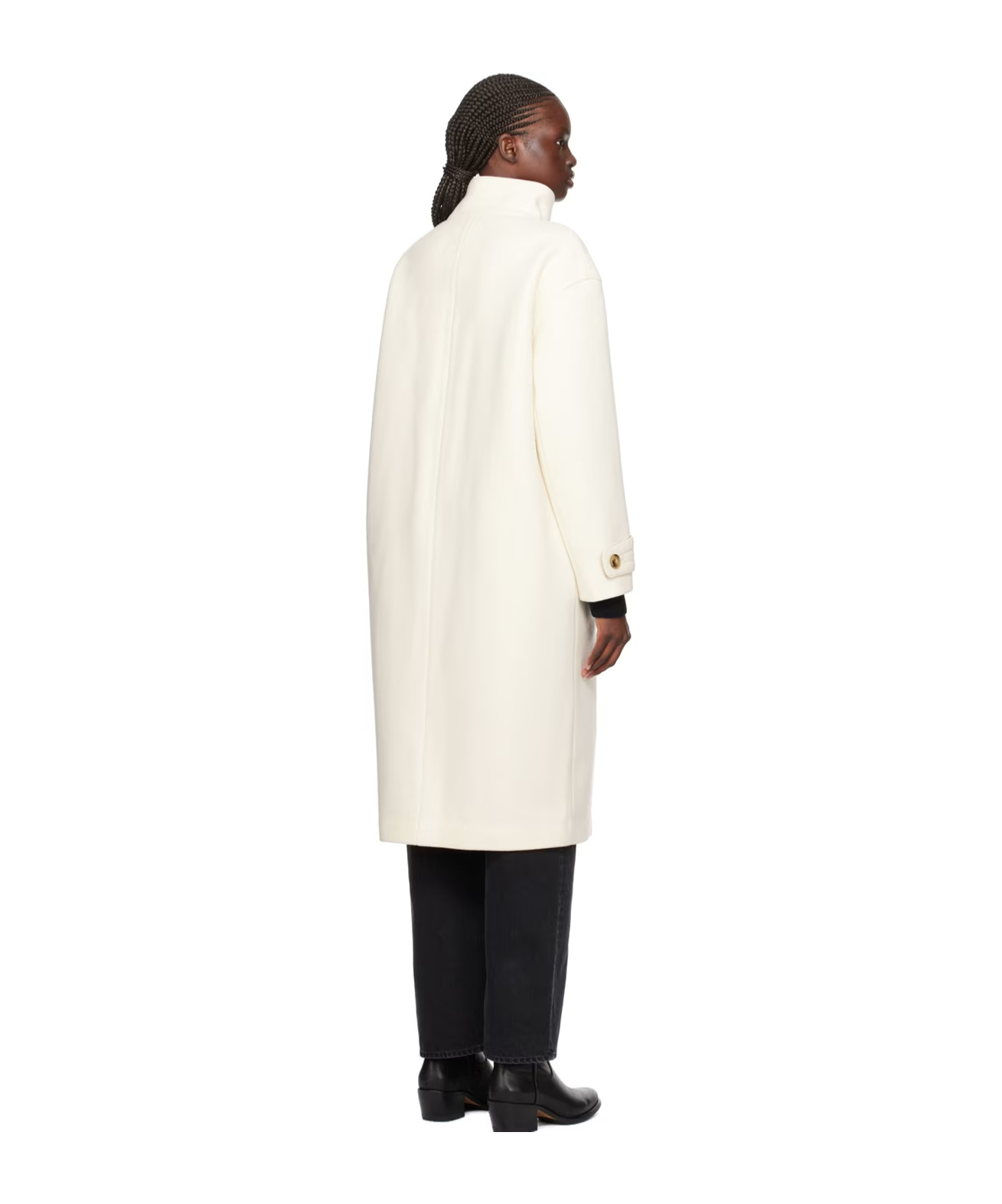 Yves Salomon Stand-collar Long-sleeved Coat In White