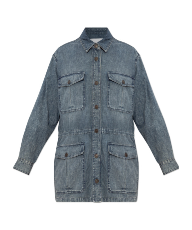 Isabel Marant Étoile Nossia Faded Blue Denim Shirt Jacket In Gray