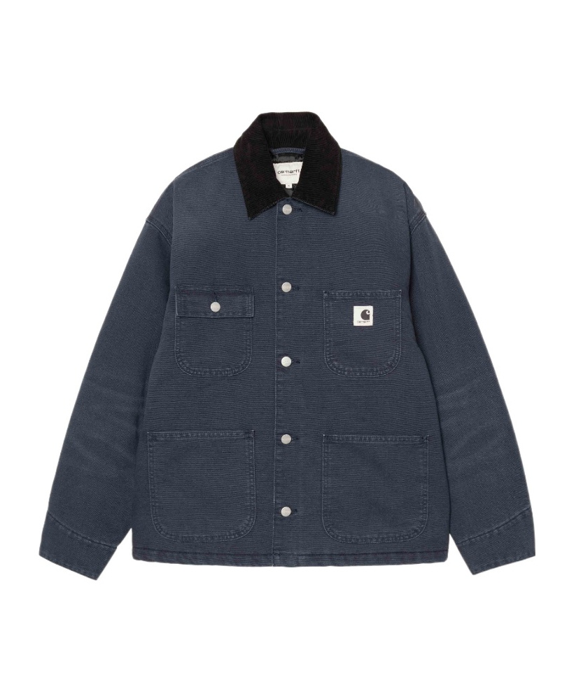 Carhartt Corduroy-collar Organic-cotton Coat In Blue