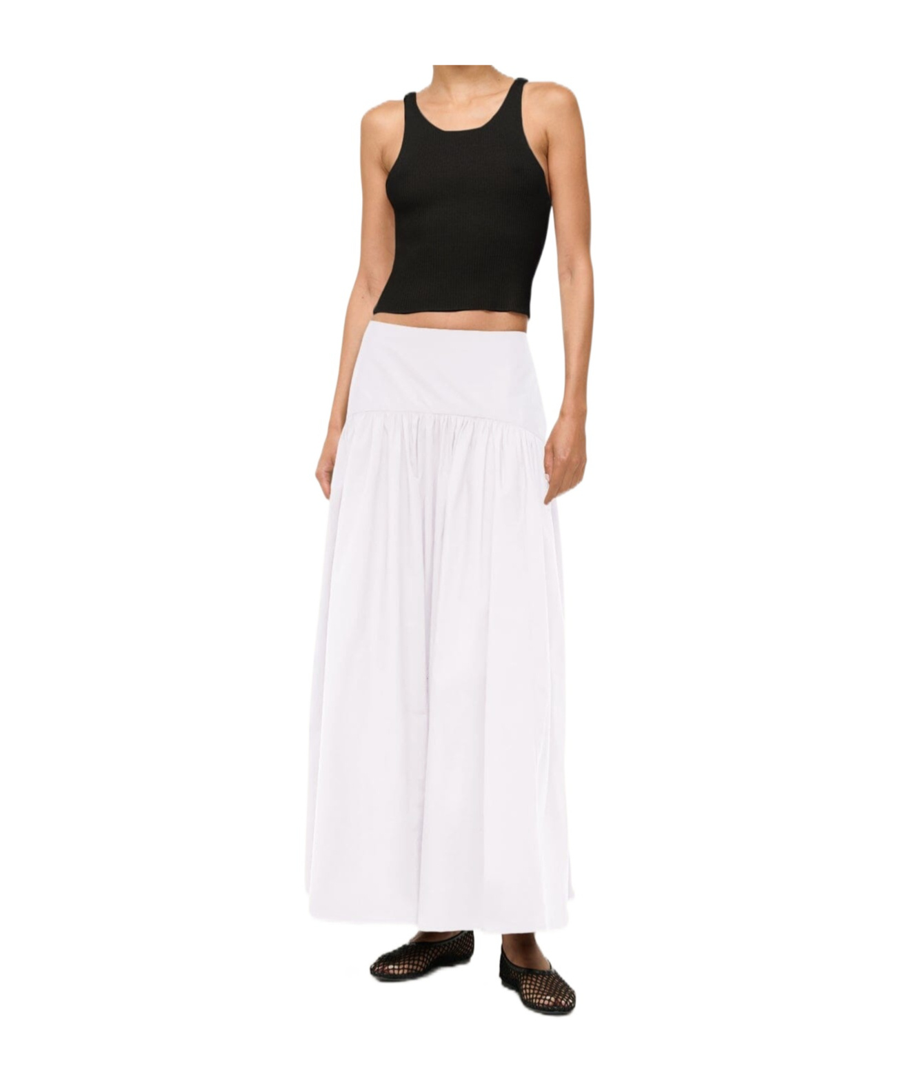 Staud Procida Cotton Popeline Maxi Skirt In White